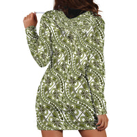 Hibiscus Bloom Island Tribal Waves Hoodie Dress Olive Green Polynesian Pattern LT01 - Polynesian Pride