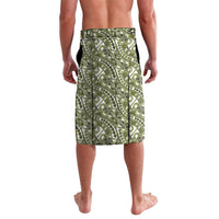 Hibiscus Bloom Island Tribal Waves Lavalava Olive Green Polynesian Pattern