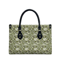 Hibiscus Bloom Island Tribal Waves Leather Bag Olive Green Polynesian Pattern LT01 - Polynesian Pride