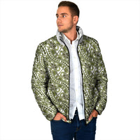 Hibiscus Bloom Island Tribal Waves Padded Jacket Olive Green Polynesian Pattern LT01 - Polynesian Pride
