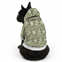 Hibiscus Bloom Island Tribal Waves Pet Hoodie Olive Green Polynesian Pattern