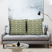 Hibiscus Bloom Island Tribal Waves Pillow Cover Olive Green Polynesian Pattern