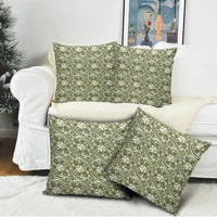 Hibiscus Bloom Island Tribal Waves Pillow Cover Olive Green Polynesian Pattern