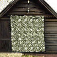 Hibiscus Bloom Island Tribal Waves Quilt Olive Green Polynesian Pattern