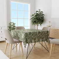 Hibiscus Bloom Island Tribal Waves Tablecloth Olive Green Polynesian Pattern