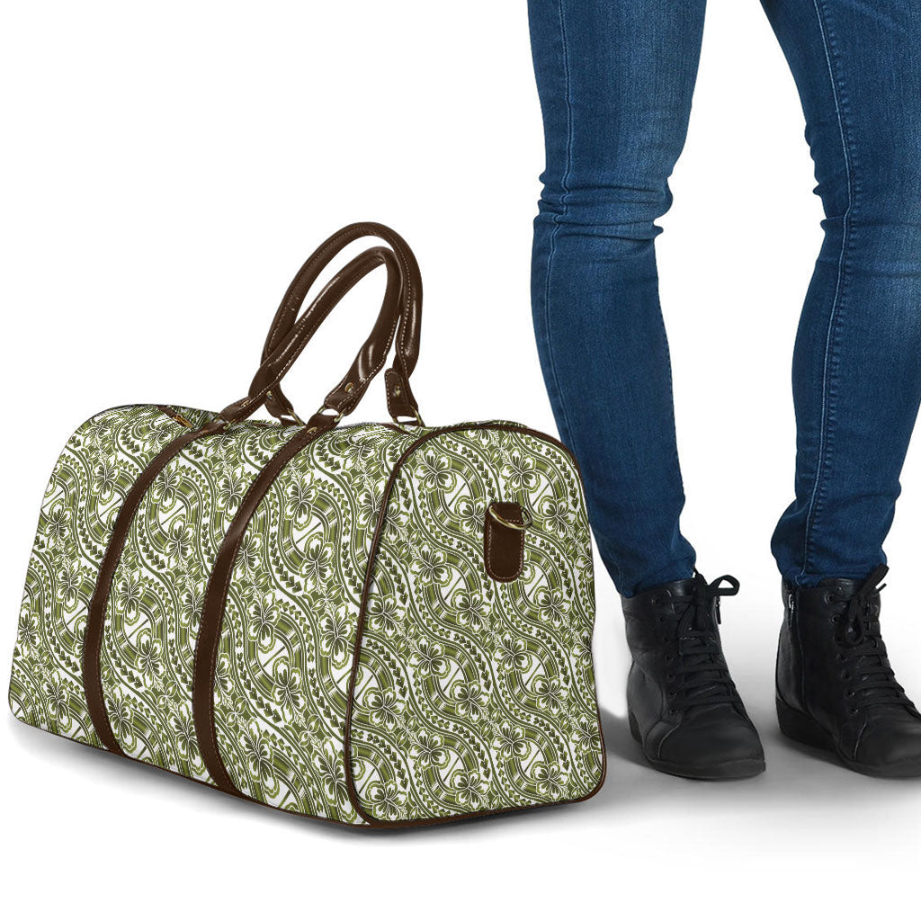 Hibiscus Bloom Island Tribal Waves Travel Bag Olive Green Polynesian Pattern LT01 - Polynesian Pride
