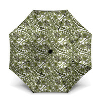 Hibiscus Bloom Island Tribal Waves Umbrella Olive Green Polynesian Pattern LT01 One Size Folded 11.42 inch Opened Diameter 37.4 inch Olive Green - Polynesian Pride
