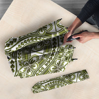 Hibiscus Bloom Island Tribal Waves Umbrella Olive Green Polynesian Pattern LT01 - Polynesian Pride