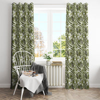 Hibiscus Bloom Island Tribal Waves Window Curtain Olive Green Polynesian Pattern