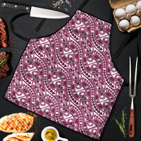 Hibiscus Bloom Island Tribal Waves Apron Pink Polynesian Pattern