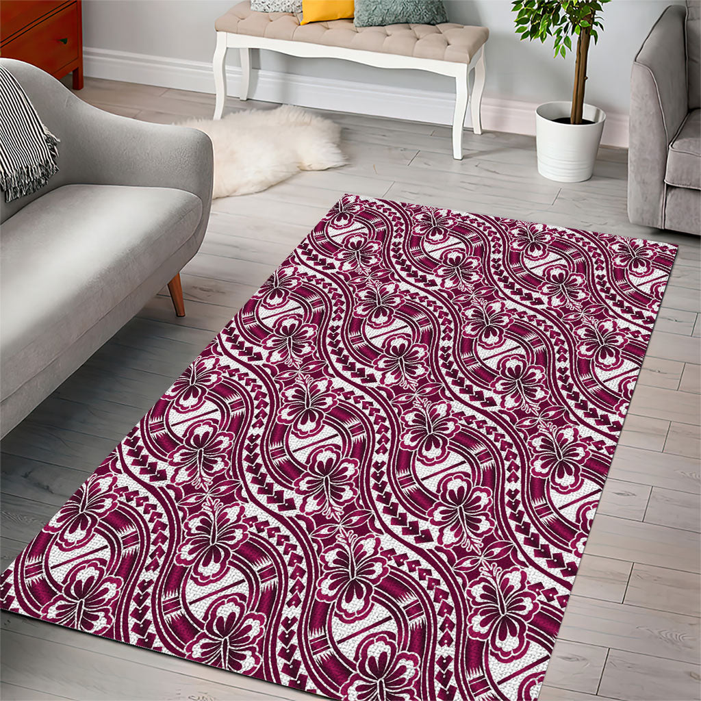 Hibiscus Bloom Island Tribal Waves Area Rug Pink Polynesian Pattern LT01 - Polynesian Pride