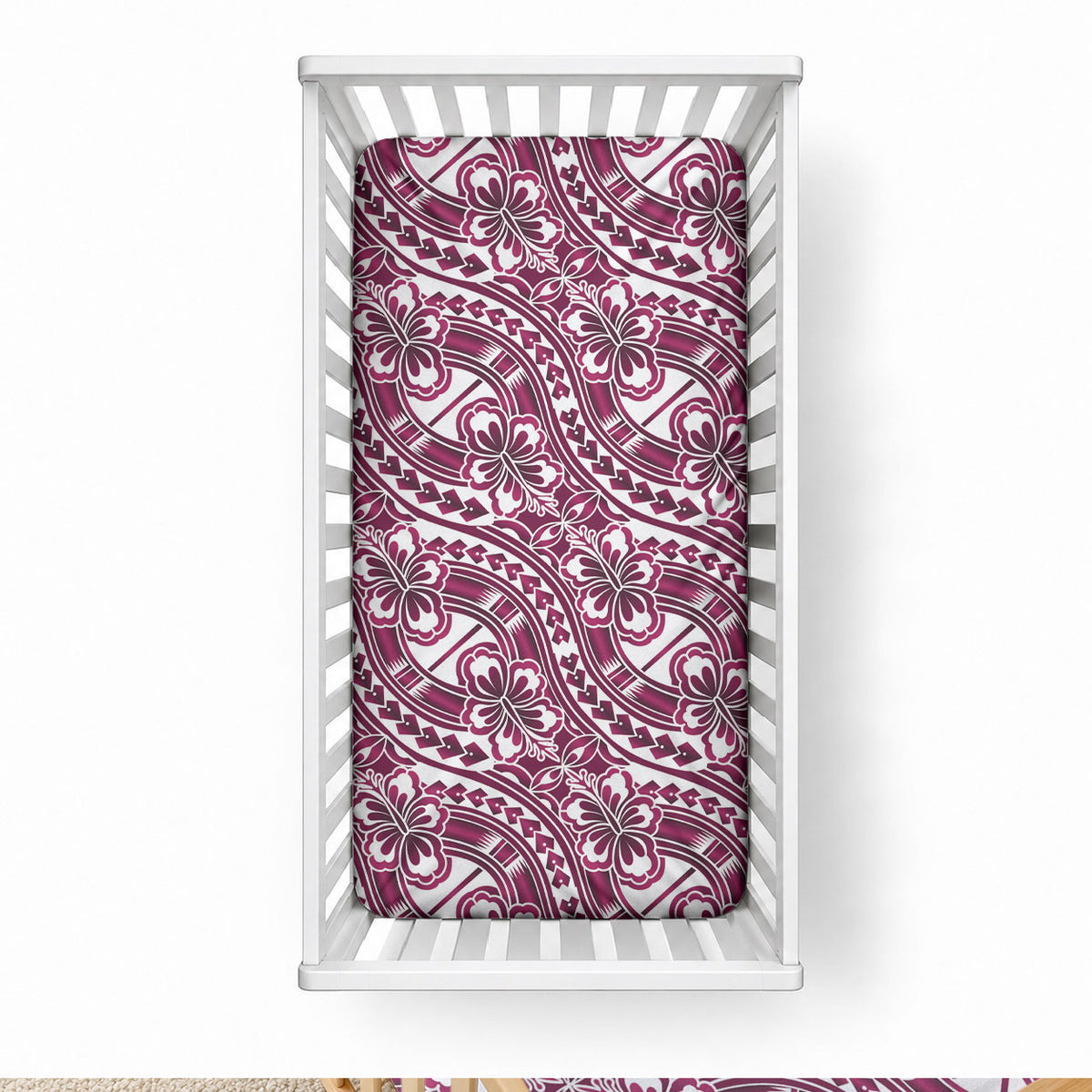 Hibiscus Bloom Island Tribal Waves Baby Bed Cover Pink Polynesian Pattern LT01 28 × 52 in Pink - Polynesian Pride