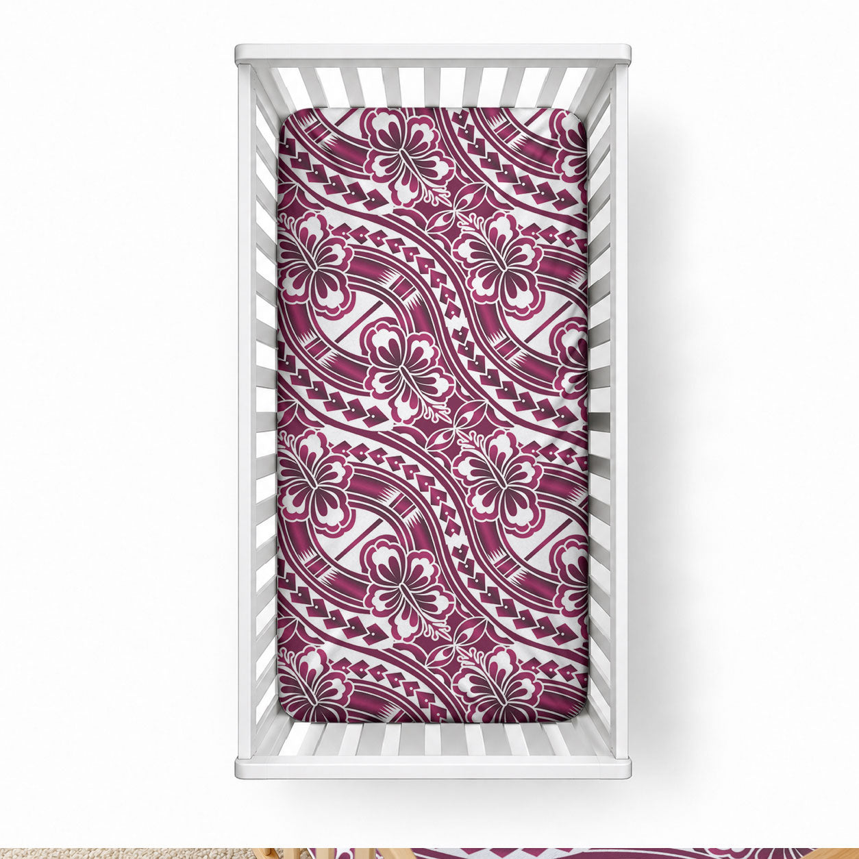 Hibiscus Bloom Island Tribal Waves Baby Bed Cover Pink Polynesian Pattern LT01 28 × 52 in Pink - Polynesian Pride