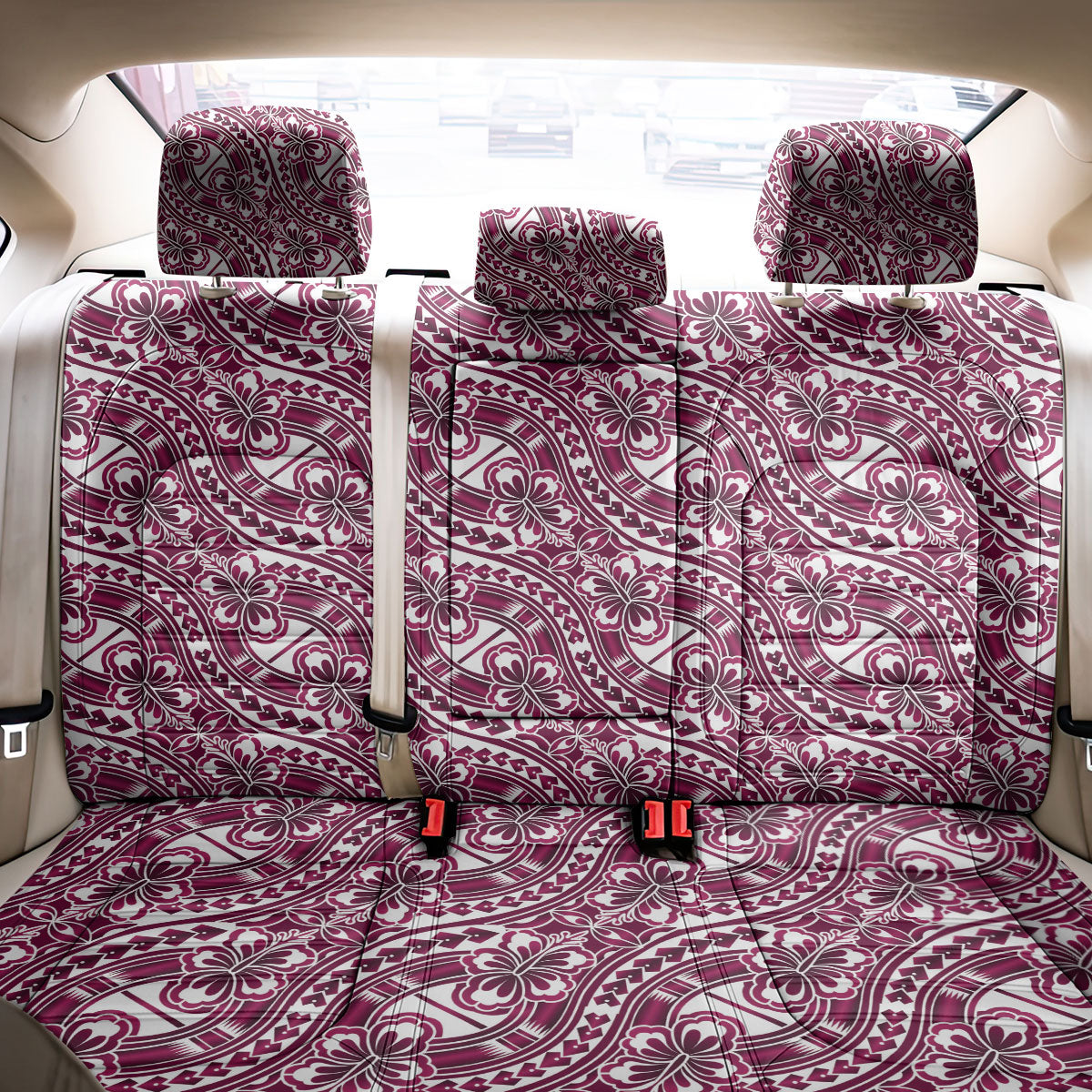 Hibiscus Bloom Island Tribal Waves Back Car Seat Cover Pink Polynesian Pattern LT01 - Polynesian Pride