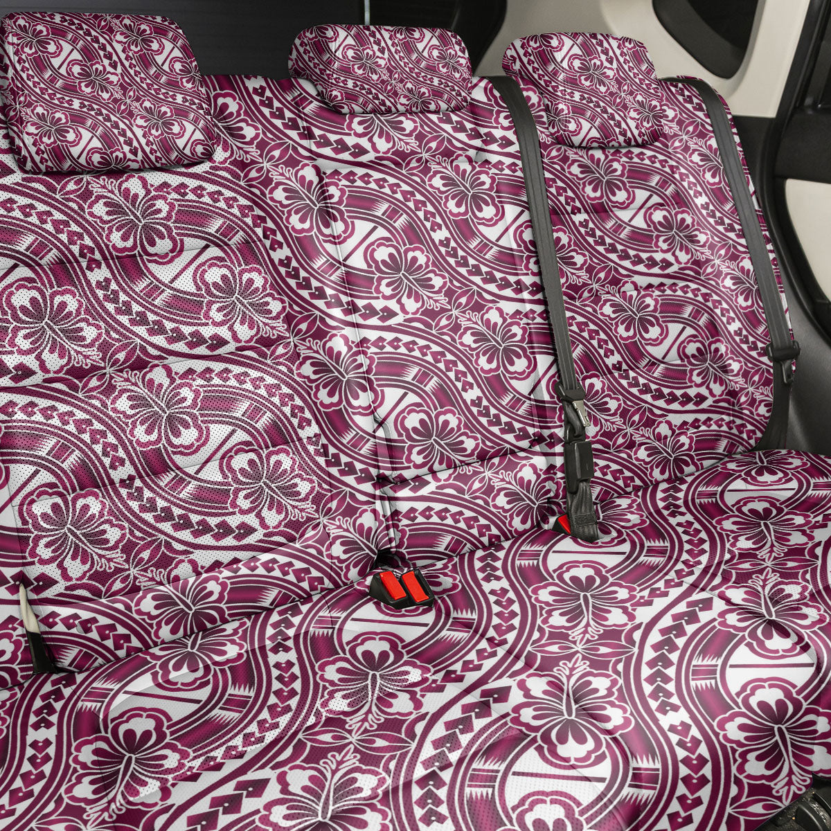 Hibiscus Bloom Island Tribal Waves Back Car Seat Cover Pink Polynesian Pattern LT01 - Polynesian Pride