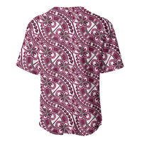Hibiscus Bloom Island Tribal Waves Baseball Jersey Pink Polynesian Pattern