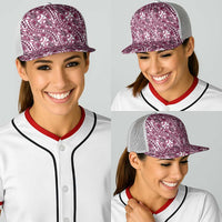 Hibiscus Bloom Island Tribal Waves Baseball Net Cap Pink Polynesian Pattern