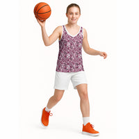 Hibiscus Bloom Island Tribal Waves Basketball Jersey Pink Polynesian Pattern