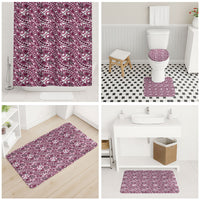 Hibiscus Bloom Island Tribal Waves Bathroom Set Pink Polynesian Pattern