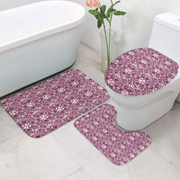 Hibiscus Bloom Island Tribal Waves Bathroom Set Pink Polynesian Pattern