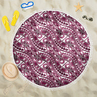 Hibiscus Bloom Island Tribal Waves Beach Blanket Pink Polynesian Pattern