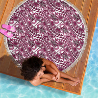Hibiscus Bloom Island Tribal Waves Beach Blanket Pink Polynesian Pattern