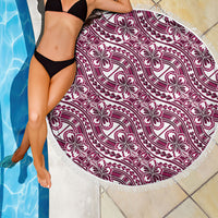 Hibiscus Bloom Island Tribal Waves Beach Blanket Pink Polynesian Pattern