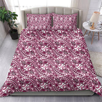 Hibiscus Bloom Island Tribal Waves Bedding Set Pink Polynesian Pattern