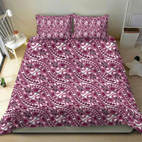 Hibiscus Bloom Island Tribal Waves Bedding Set Pink Polynesian Pattern