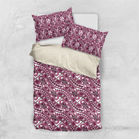Hibiscus Bloom Island Tribal Waves Bedding Set Pink Polynesian Pattern