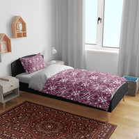 Hibiscus Bloom Island Tribal Waves Bedding Set Pink Polynesian Pattern