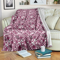 Hibiscus Bloom Island Tribal Waves Blanket Pink Polynesian Pattern