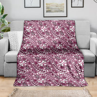 Hibiscus Bloom Island Tribal Waves Blanket Pink Polynesian Pattern