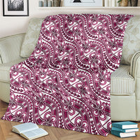 Hibiscus Bloom Island Tribal Waves Blanket Pink Polynesian Pattern