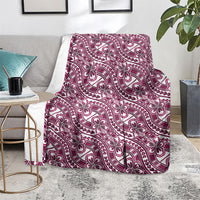 Hibiscus Bloom Island Tribal Waves Blanket Pink Polynesian Pattern