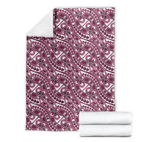 Hibiscus Bloom Island Tribal Waves Blanket Pink Polynesian Pattern