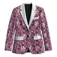 Hibiscus Bloom Island Tribal Waves Blazer Pink Polynesian Pattern
