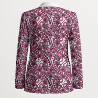 Hibiscus Bloom Island Tribal Waves Blazer Pink Polynesian Pattern