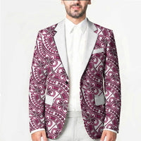Hibiscus Bloom Island Tribal Waves Blazer Pink Polynesian Pattern