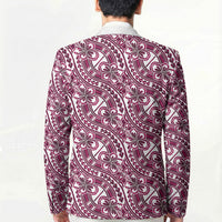 Hibiscus Bloom Island Tribal Waves Blazer Pink Polynesian Pattern