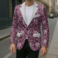 Hibiscus Bloom Island Tribal Waves Blazer Pink Polynesian Pattern