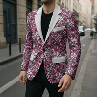 Hibiscus Bloom Island Tribal Waves Blazer Pink Polynesian Pattern