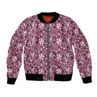 Hibiscus Bloom Island Tribal Waves Bomber Jacket Pink Polynesian Pattern