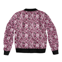 Hibiscus Bloom Island Tribal Waves Bomber Jacket Pink Polynesian Pattern