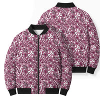 Hibiscus Bloom Island Tribal Waves Bomber Puffer Jacket Pink Polynesian Pattern LT01 - Polynesian Pride