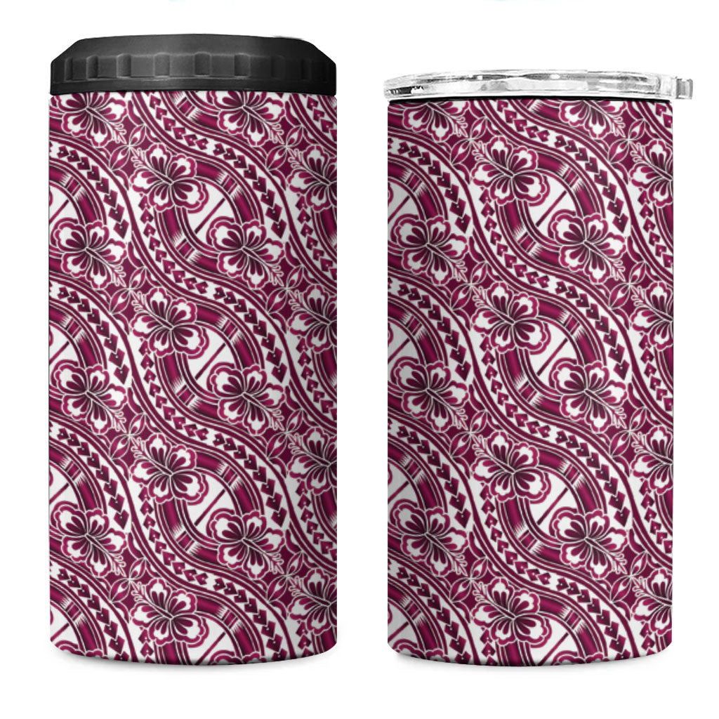 Hibiscus Bloom Island Tribal Waves 4 in 1 Can Cooler Tumbler Pink Polynesian Pattern LT01 One Size: 16 oz Pink - Polynesian Pride