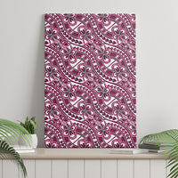 Hibiscus Bloom Island Tribal Waves Canvas Wall Art Pink Polynesian Pattern