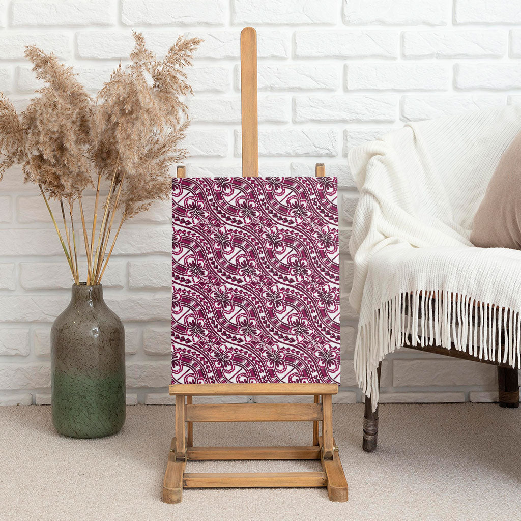 Hibiscus Bloom Island Tribal Waves Canvas Wall Art Pink Polynesian Pattern