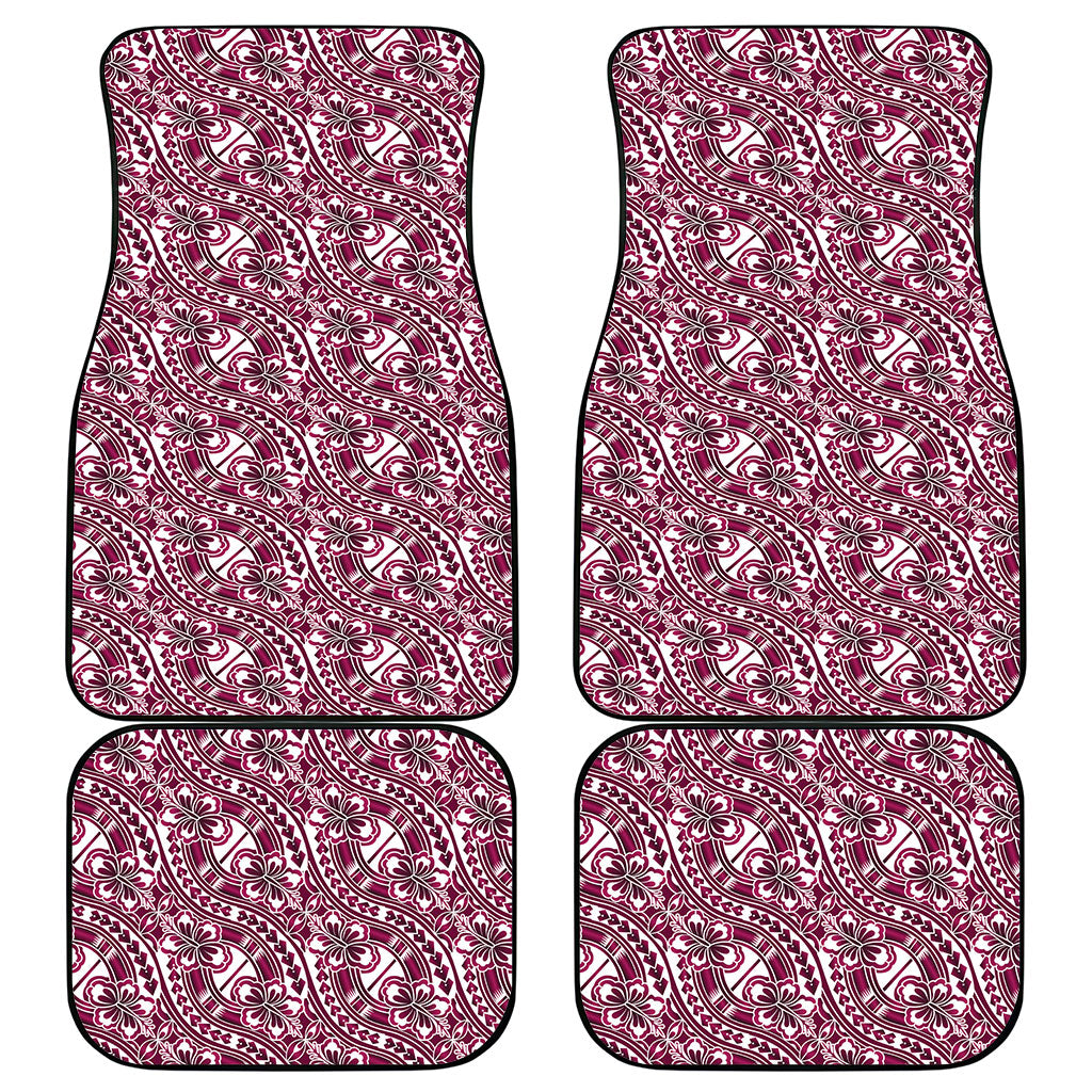 Hibiscus Bloom Island Tribal Waves Car Mats Pink Polynesian Pattern