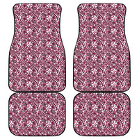 Hibiscus Bloom Island Tribal Waves Car Mats Pink Polynesian Pattern